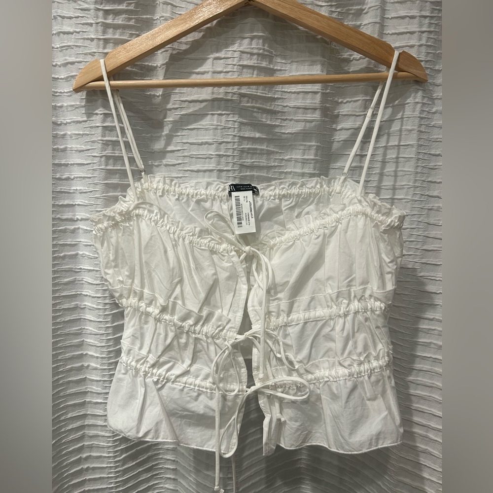 Zara Tied Poplin Top